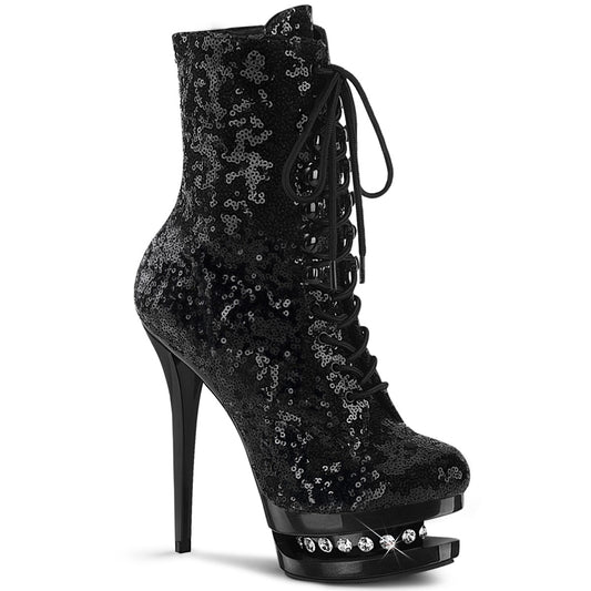 Pleaser Stivaletti da donna BLONDIE-R-1020 BLK Paillettes / BLK