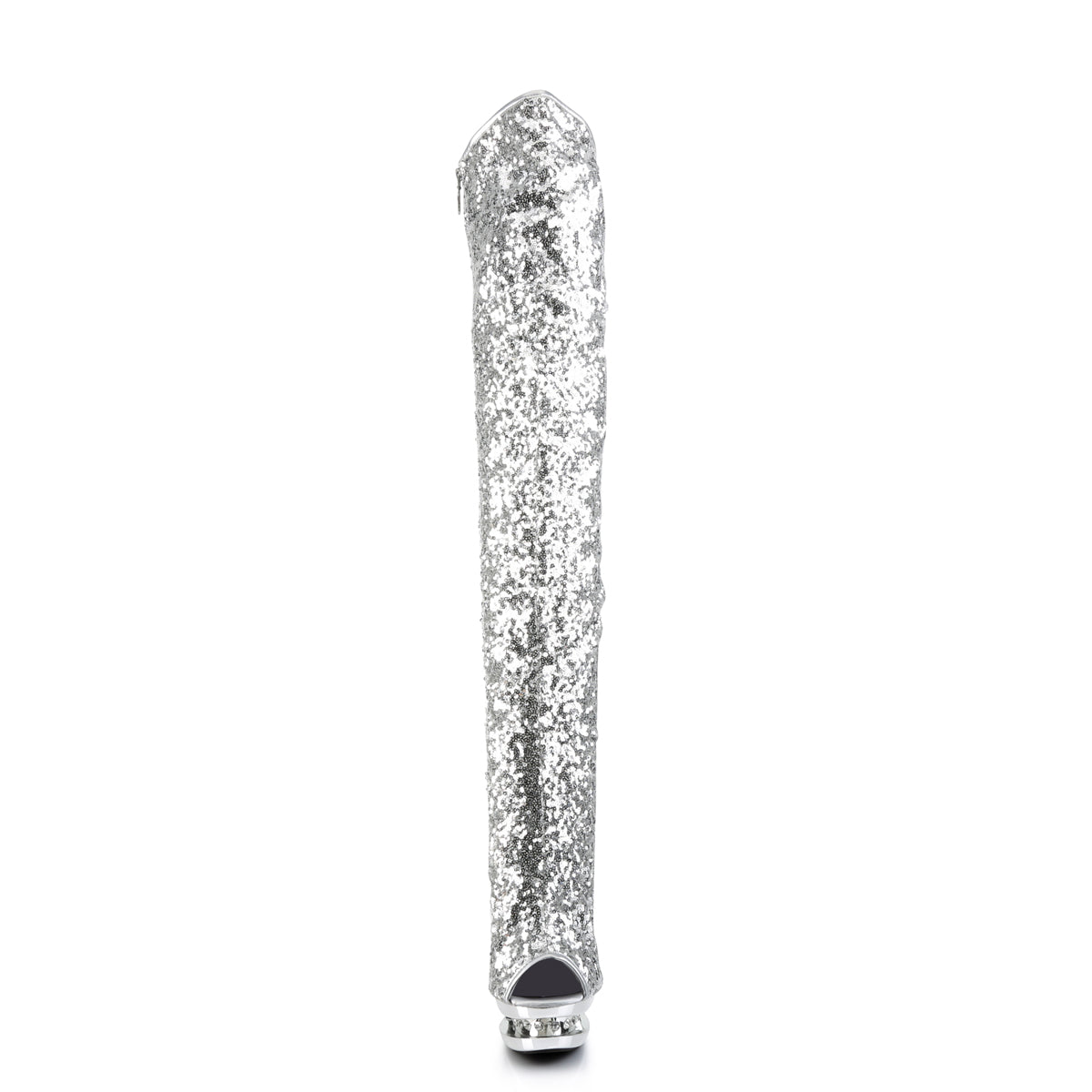 Pleaser Stivali da donna BLONDIE-R-3011 SLV Paillettes / SLV Chrome
