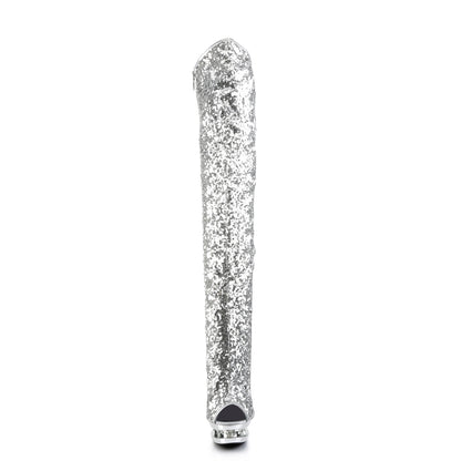 Pleaser Stivali da donna BLONDIE-R-3011 SLV Paillettes / SLV Chrome