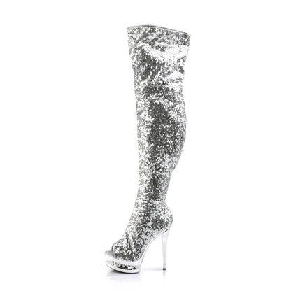 Pleaser Stivali da donna BLONDIE-R-3011 SLV Paillettes / SLV Chrome