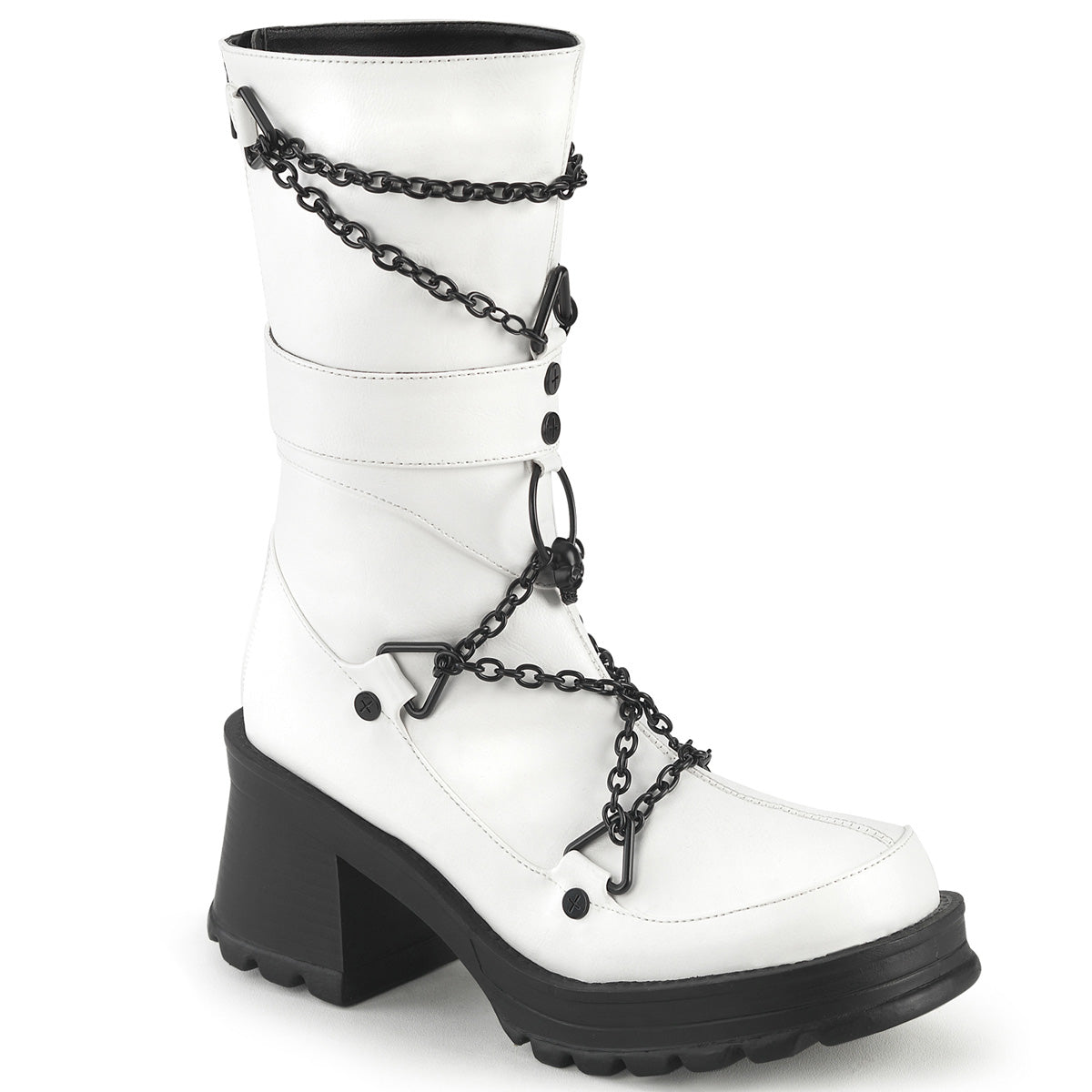 DemoniaCult  Stivali BRATTY-120 pelle vegana WHT