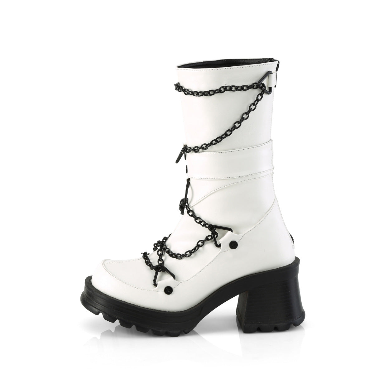 DemoniaCult  Stivali BRATTY-120 pelle vegana WHT