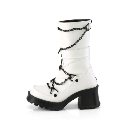 DemoniaCult  Stivali BRATTY-120 pelle vegana WHT