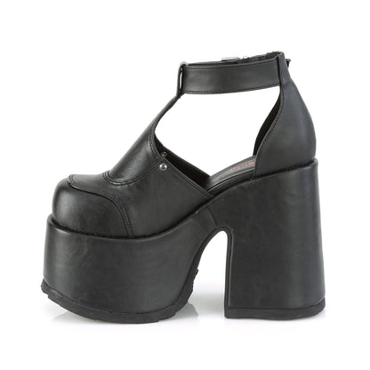 DemoniaCult Womens Sandals CAMEL-103 Blk Vegan Leather