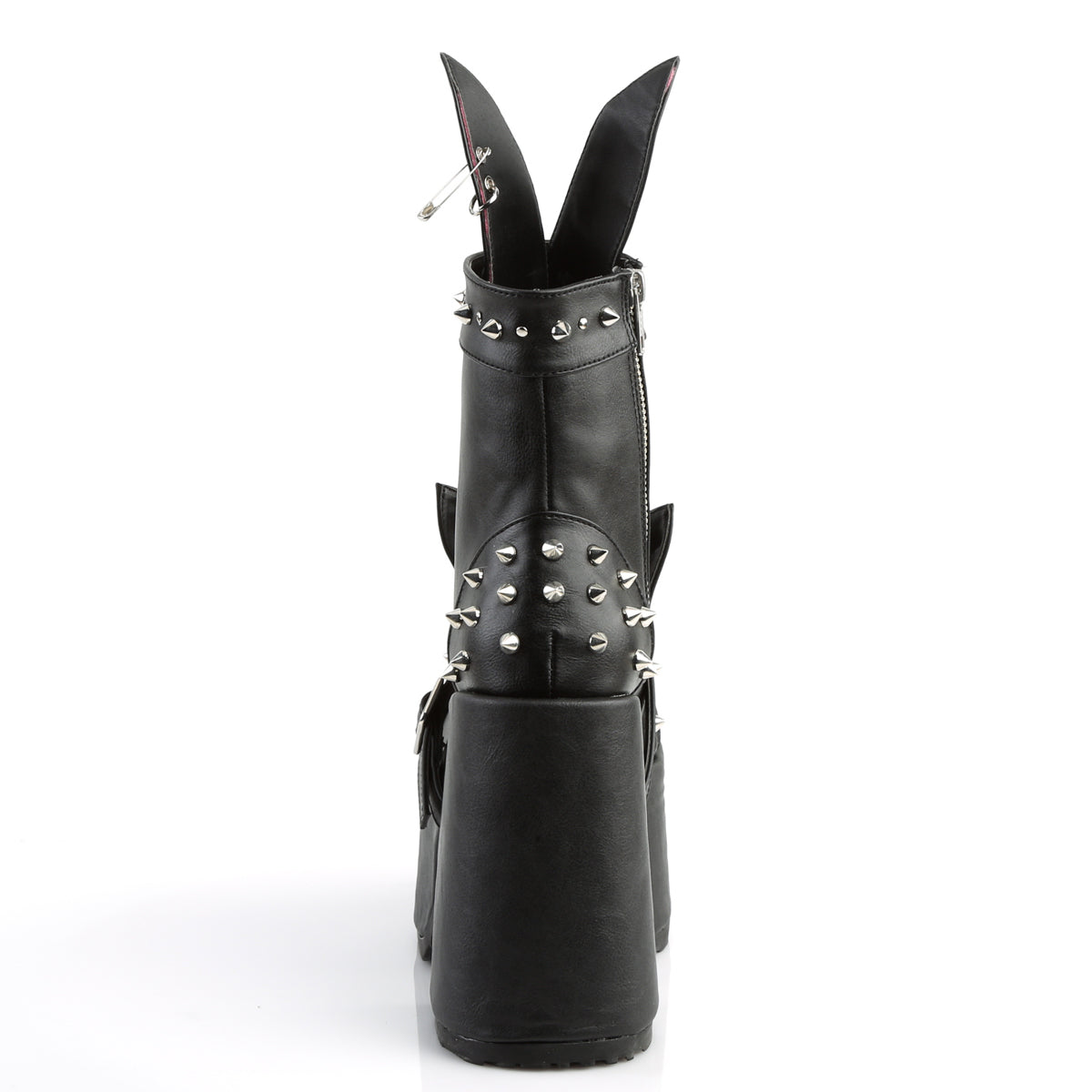 DemoniaCult Stivali alla caviglia femminile CAMEL-202 pelle vegana BLK
