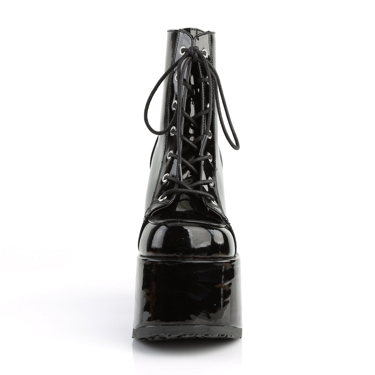 DemoniaCult Stivali alla caviglia femminile CAMEL-203 blk pat