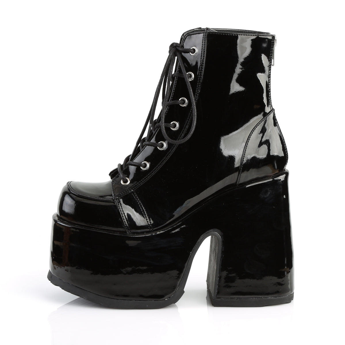 DemoniaCult Stivali alla caviglia femminile CAMEL-203 blk pat