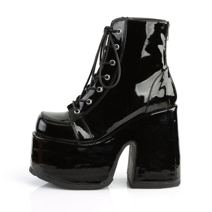 DemoniaCult Womens Ankle Boots CAMEL-203 Blk Pat