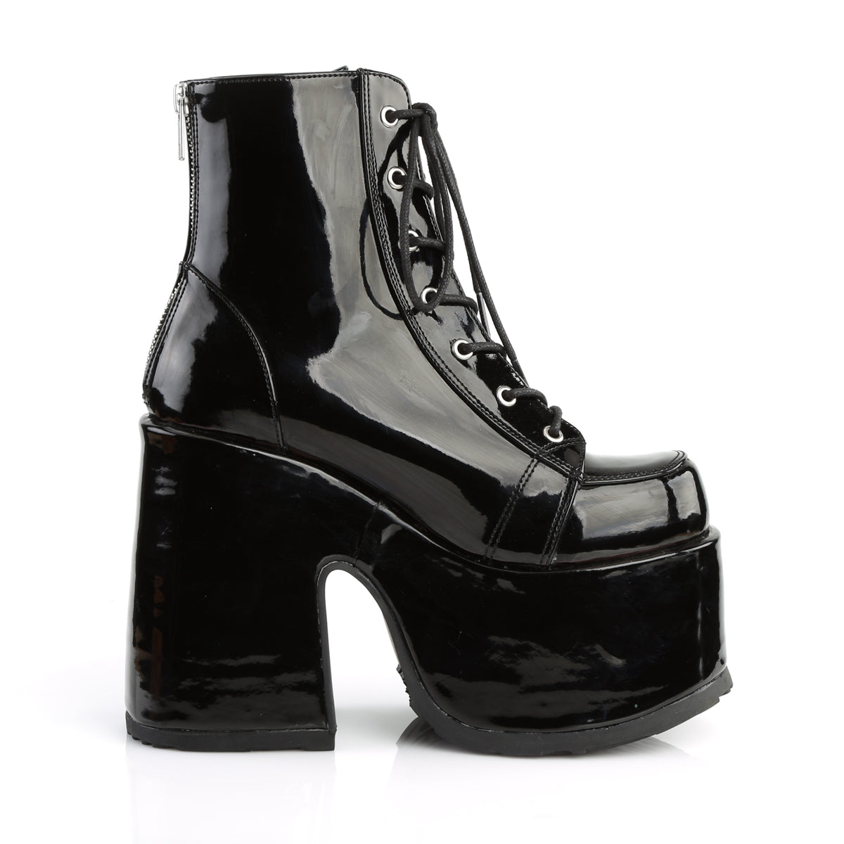 DemoniaCult Stivali alla caviglia femminile CAMEL-203 blk pat