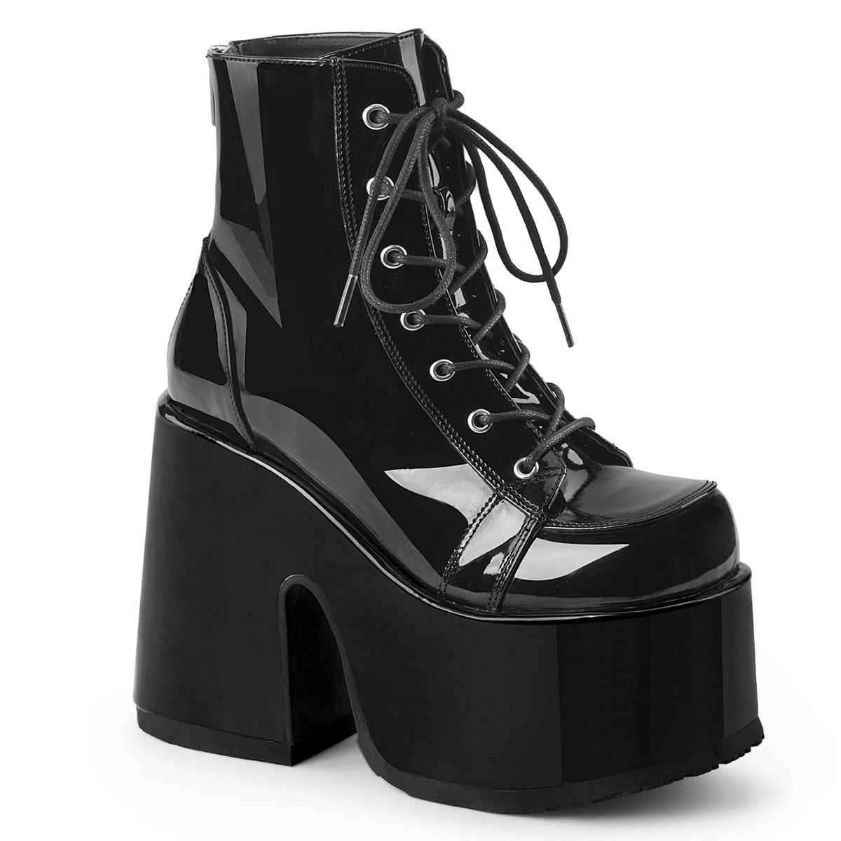 DemoniaCult Stivali alla caviglia femminile CAMEL-203 blk pat