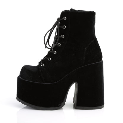 DemoniaCult Womens Ankle Boots CAMEL-203 Blk Velvet