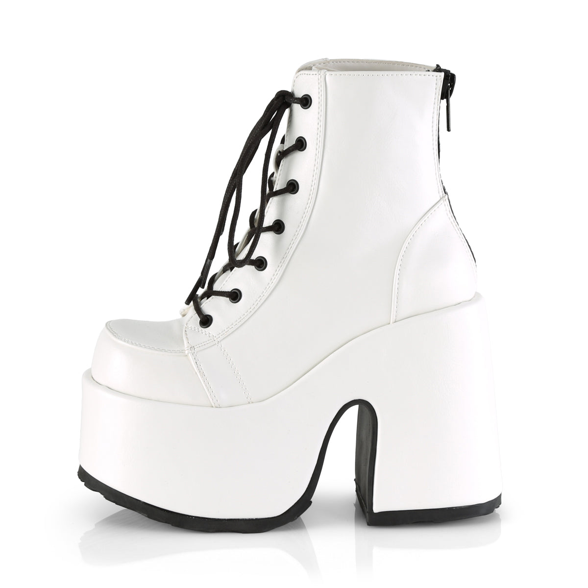 DemoniaCult Womens Ankle Boots CAMEL-203 Wht Vegan Leather