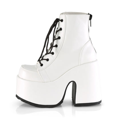 DemoniaCult Womens Ankle Boots CAMEL-203 Wht Vegan Leather