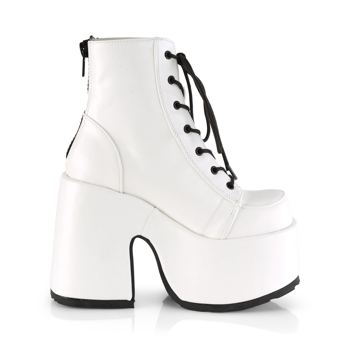 DemoniaCult Womens Ankle Boots CAMEL-203 Wht Vegan Leather