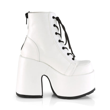 DemoniaCult Womens Ankle Boots CAMEL-203 Wht Vegan Leather