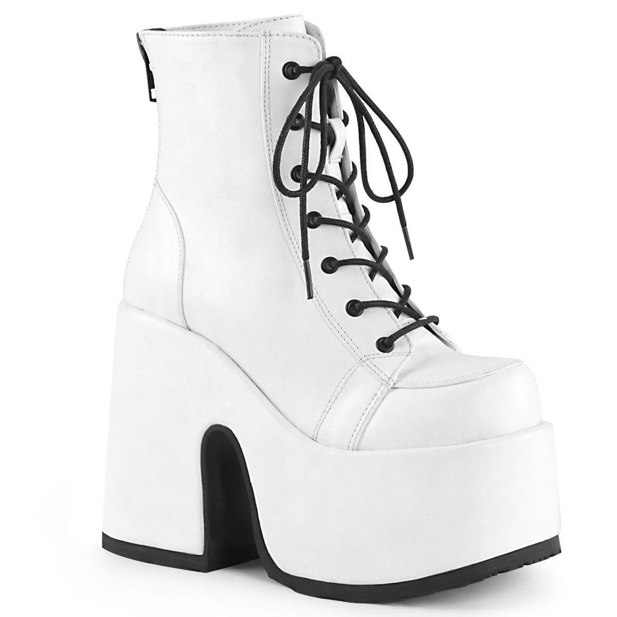 DemoniaCult Womens Ankle Boots CAMEL-203 Wht Vegan Leather