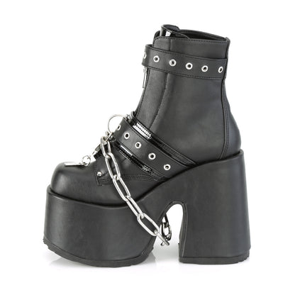 DemoniaCult Womens Ankle Boots CAMEL-205 Blk Vegan Leather