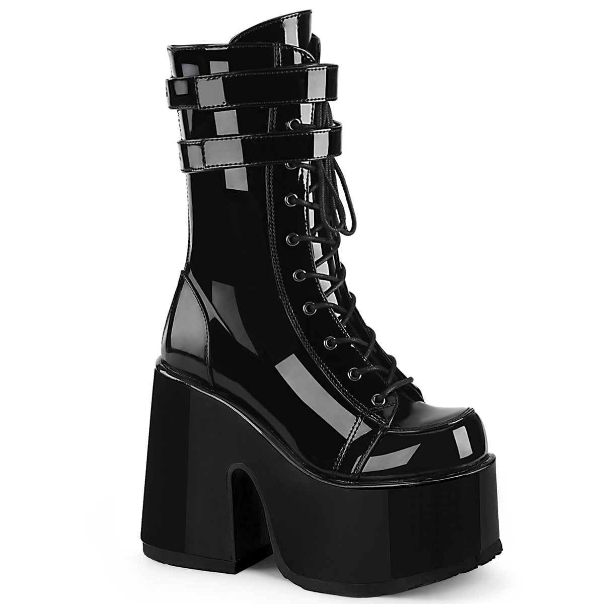 DemoniaCult Stivali da donna CAMEL-250 blk pat