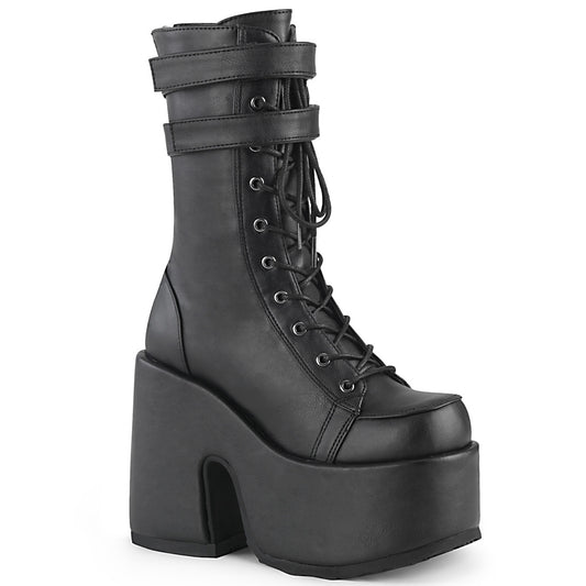 DemoniaCult Stivali da donna CAMEL-250 pelle vegana BLK