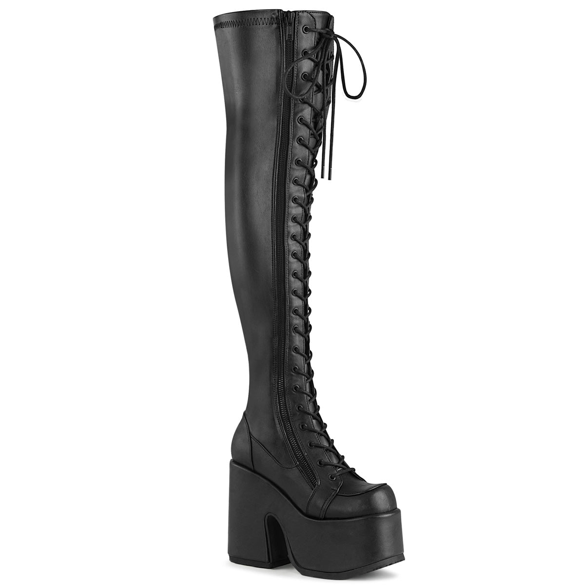 DemoniaCult Stivali da donna CAMEL-300 BLK STR VEGAN PELLE