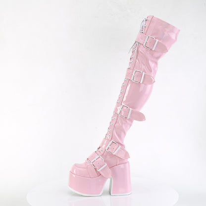 DemoniaCult  Stivali CAMEL-305 B. Ologramma elastico rosa