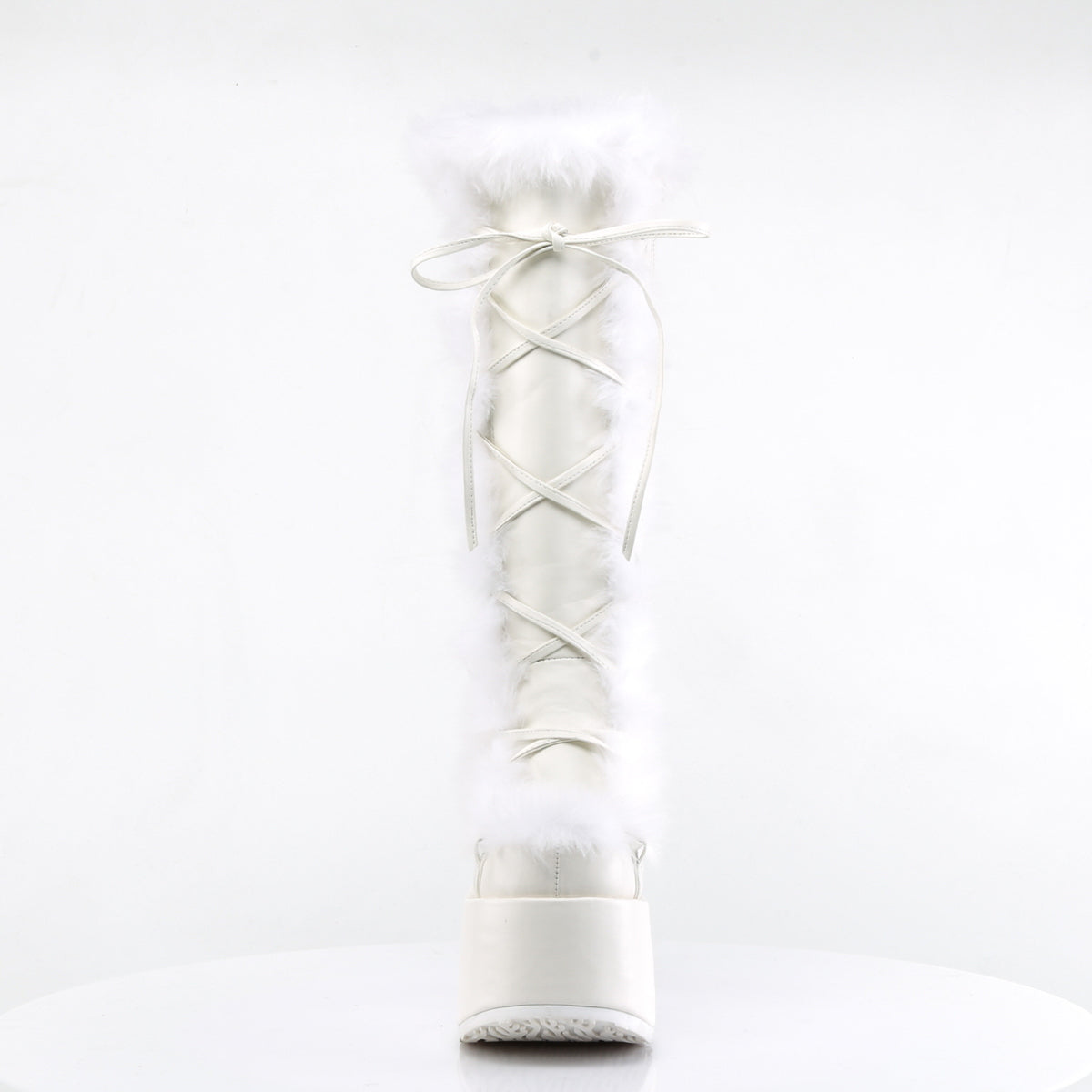 DemoniaCult Stivali da donna CAMEL-311 WHT VEGAN PELLE