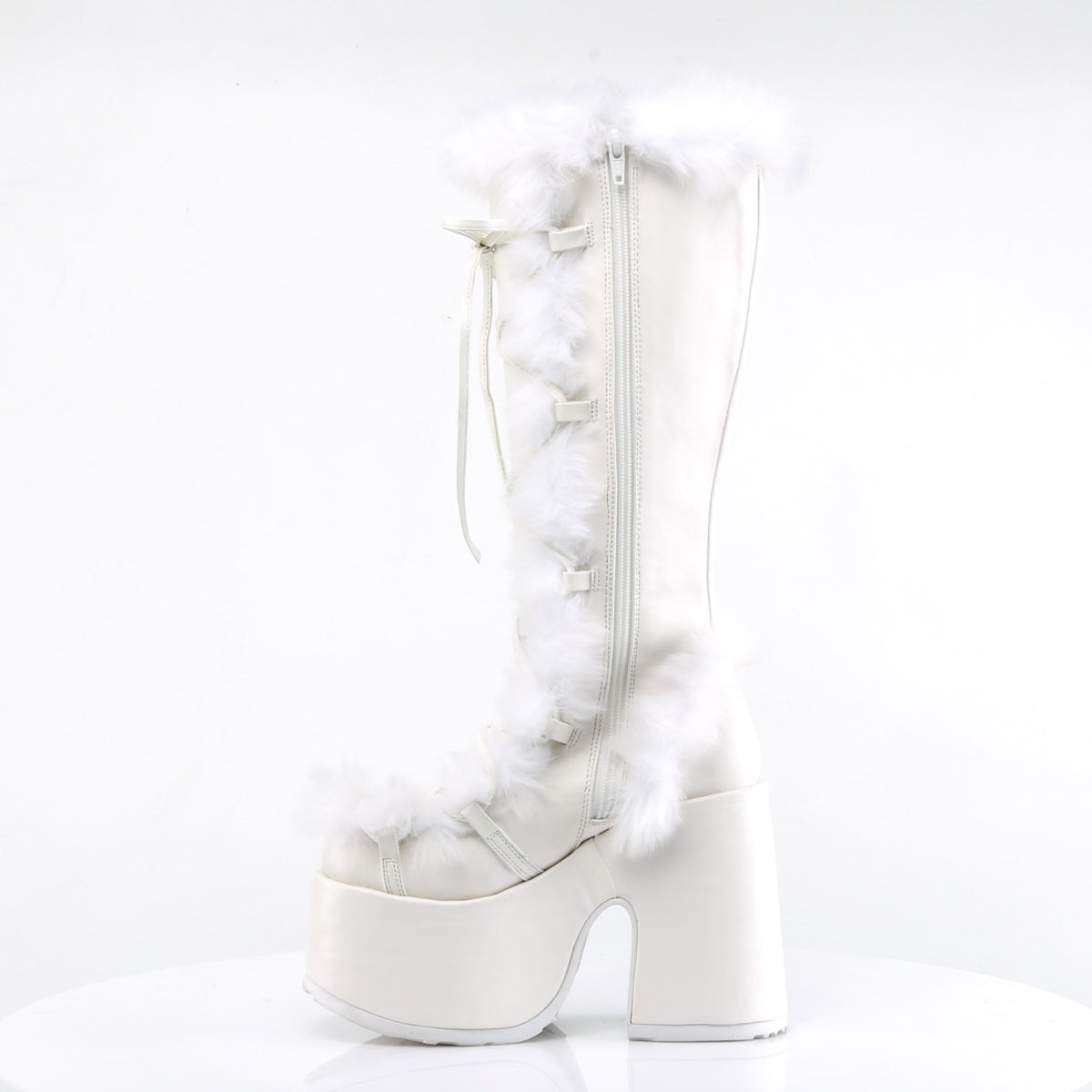 DemoniaCult Stivali da donna CAMEL-311 WHT VEGAN PELLE