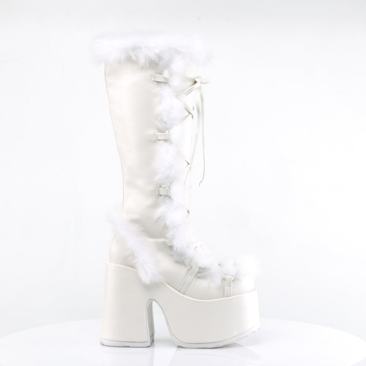 DemoniaCult Stivali da donna CAMEL-311 WHT VEGAN PELLE