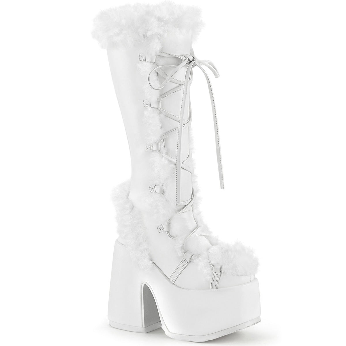 DemoniaCult Stivali da donna CAMEL-311 WHT VEGAN PELLE