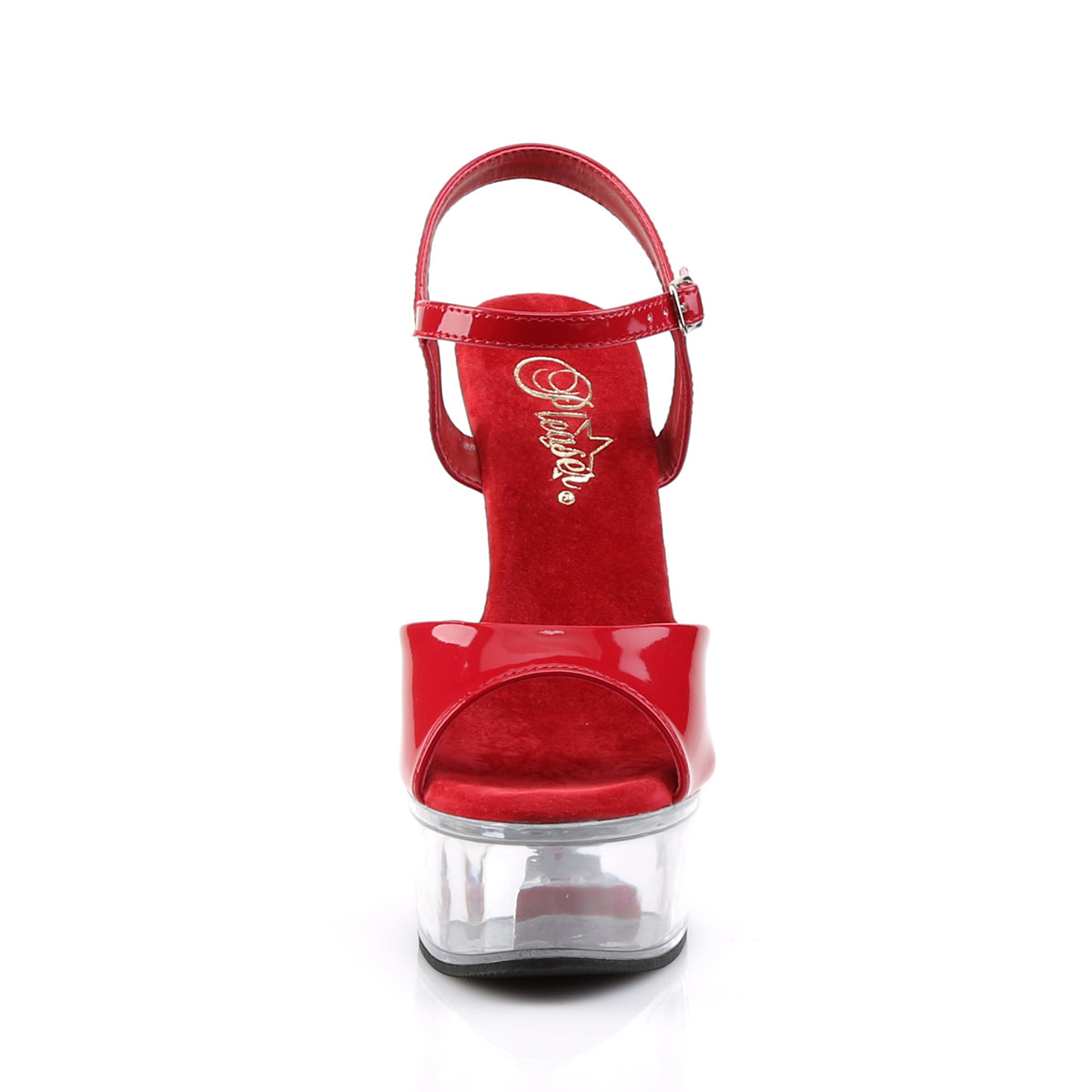 Pleaser Womens Sandals CAPTIVA-609 Red Pat/Clr