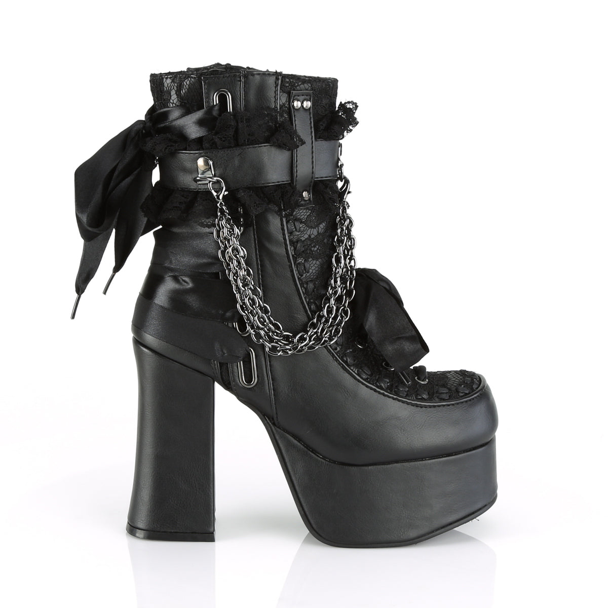 DemoniaCult Stivali alla caviglia femminile CHARADE-110 overlay vegan-lace vegan-lace