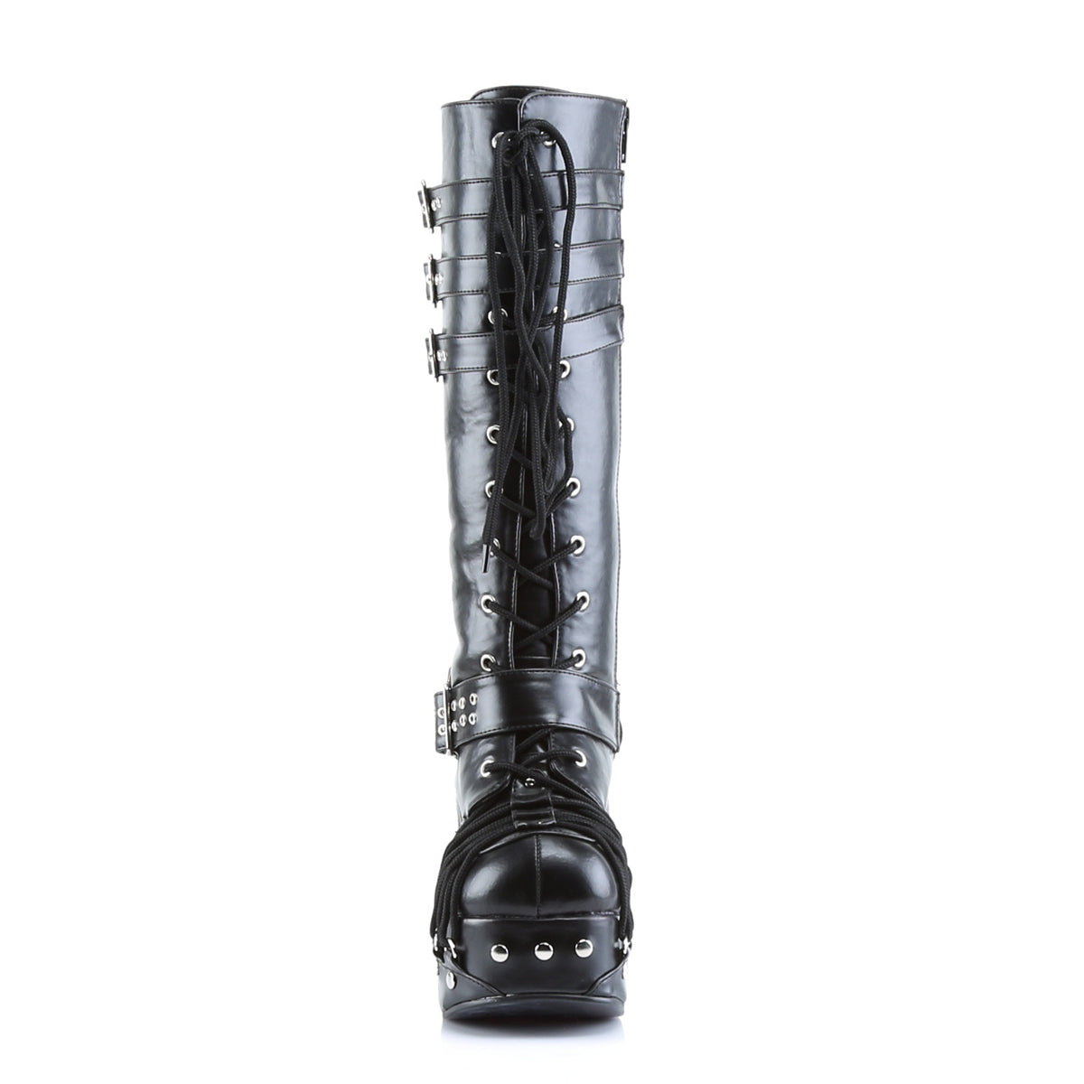 DemoniaCult Stivali da donna CHARADE-206 pelle vegana BLK