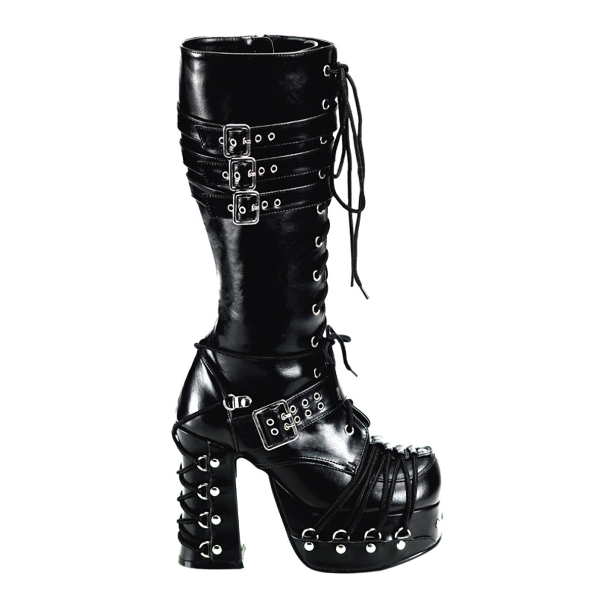 DemoniaCult Stivali da donna CHARADE-206 pelle vegana BLK