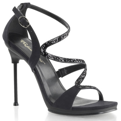 Fabulicious Womens Sandals CHIC-24 Blk V. Suede-Glitter/Blk Matte