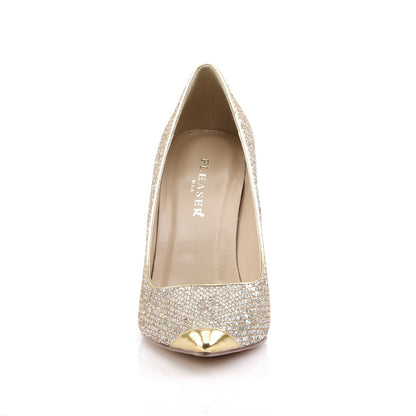 Pleaser Pompe da donna CLASSIQUE-20 Gold glittery Lame PU