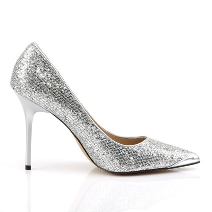Pleaser Pompe da donna CLASSIQUE-20 tessuto zoppo glittery slv