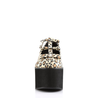 DemoniaCult Pompe da donna CLICK-08 tela di stampa leopardata