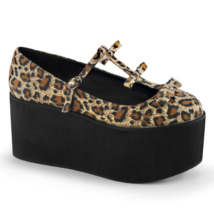 DemoniaCult Pompe da donna CLICK-08 tela di stampa leopardata
