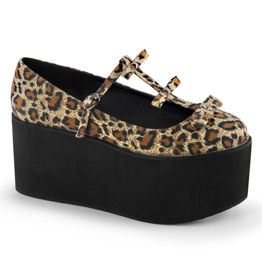 DemoniaCult Pompe da donna CLICK-08 tela di stampa leopardata