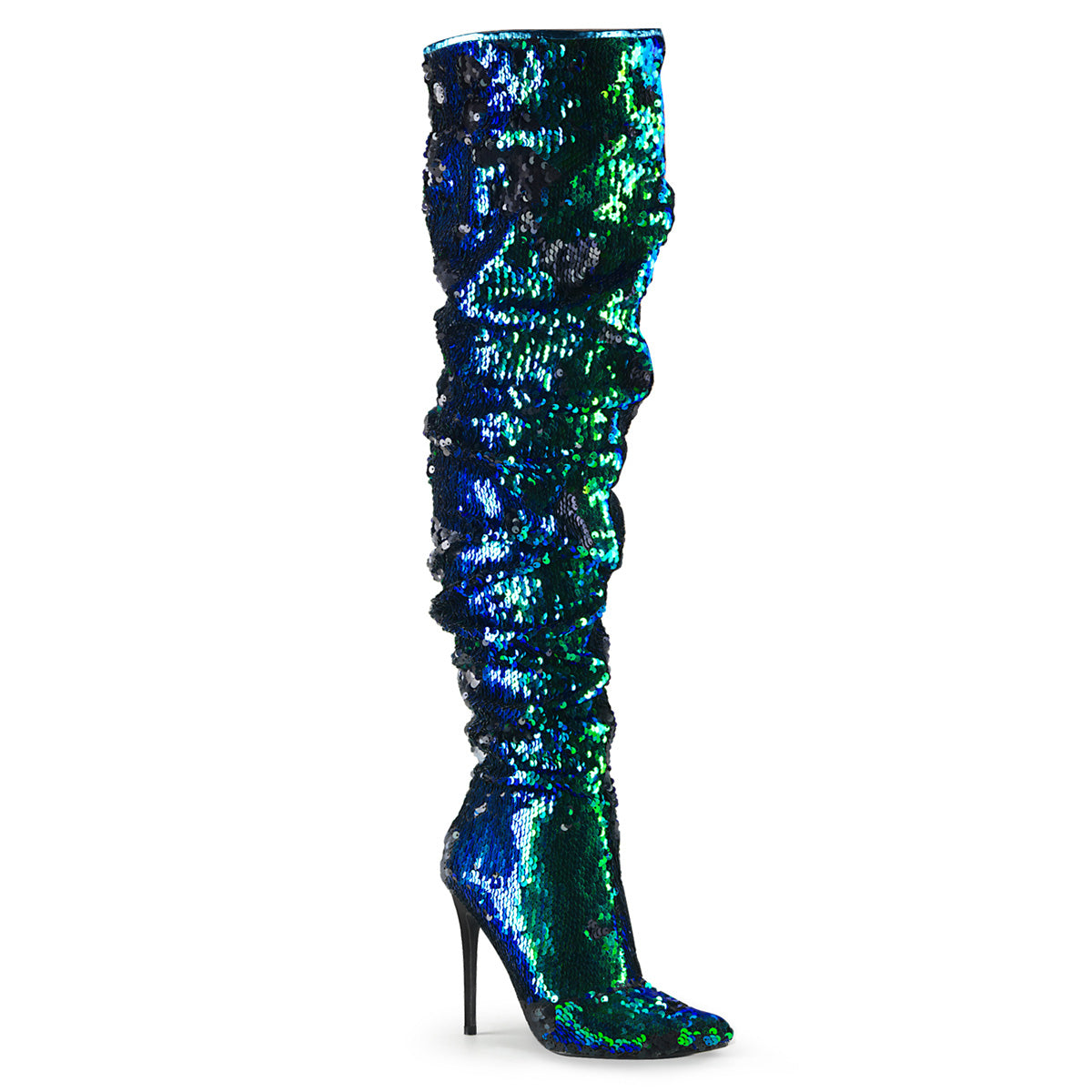 Pleaser Stivali da donna COURTLY-3011 Paillettes iridescenti verdi