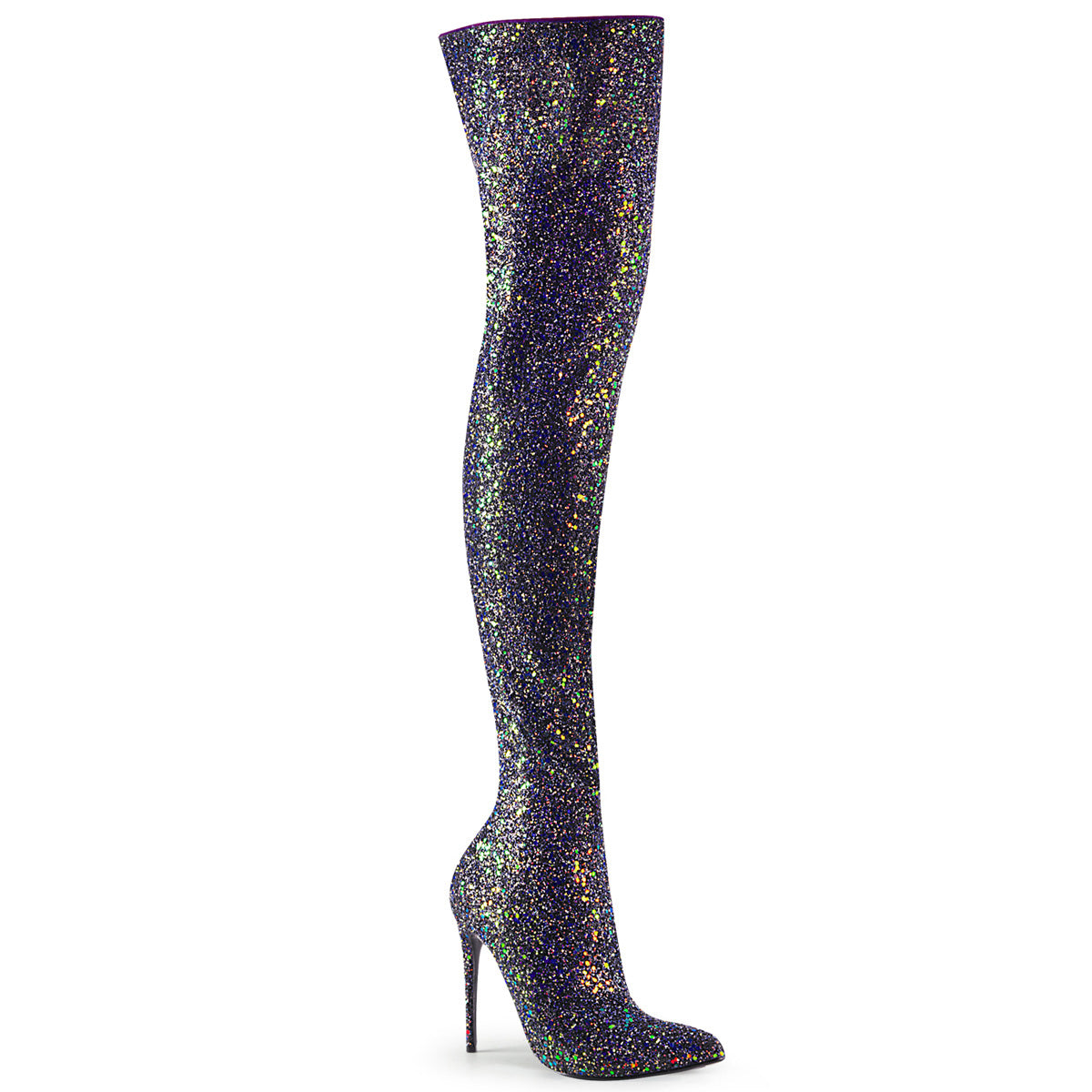 Pleaser Womens Boots COURTLY-3015 Blk Multi Glitter