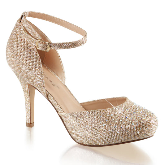 Fabulicious Womens Sandals COVET-03 Nude Glitter Mesh Fabric