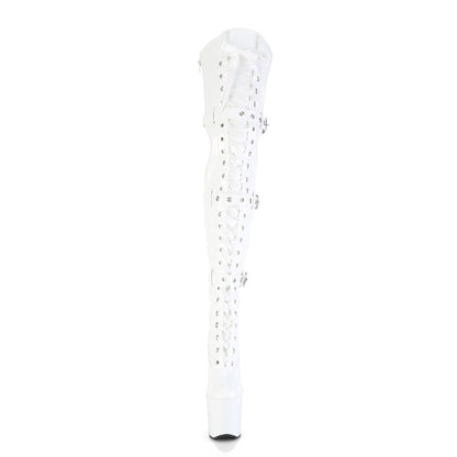Pleaser Women's Platform Shoes CRAZE-3028 Wht Str. Pat/Wht