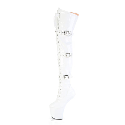 Pleaser Women's Platform Shoes CRAZE-3028 Wht Str. Pat/Wht