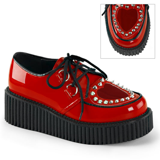 DemoniaCult Scarpa bassa femminile CREEPER-108 RED PAT-PVC