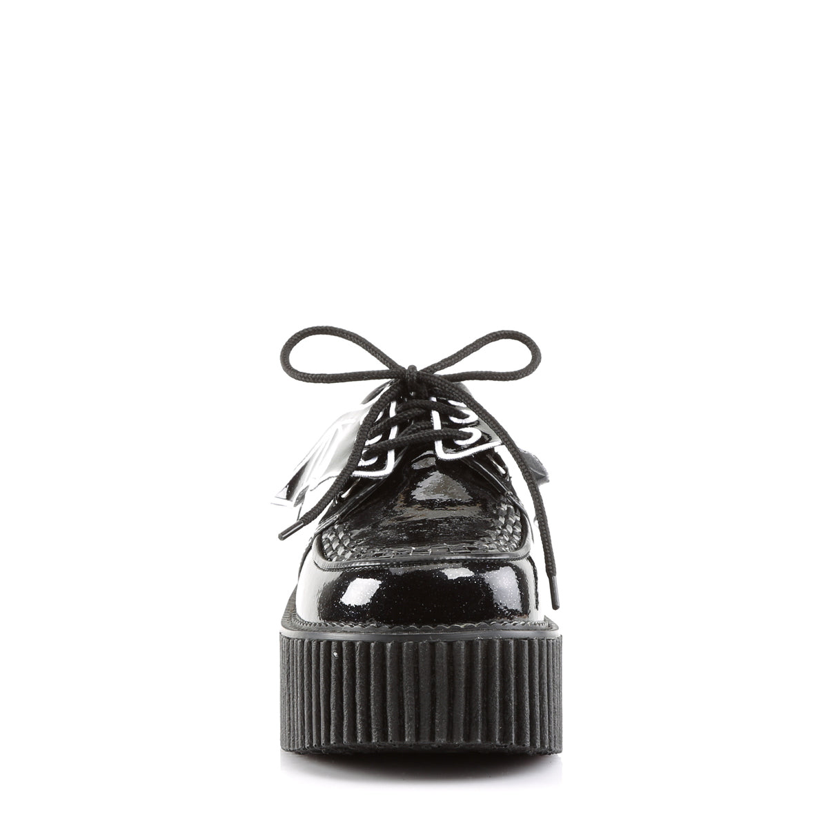 DemoniaCult Scarpa bassa femminile CREEPER-205 vinile glitter blk