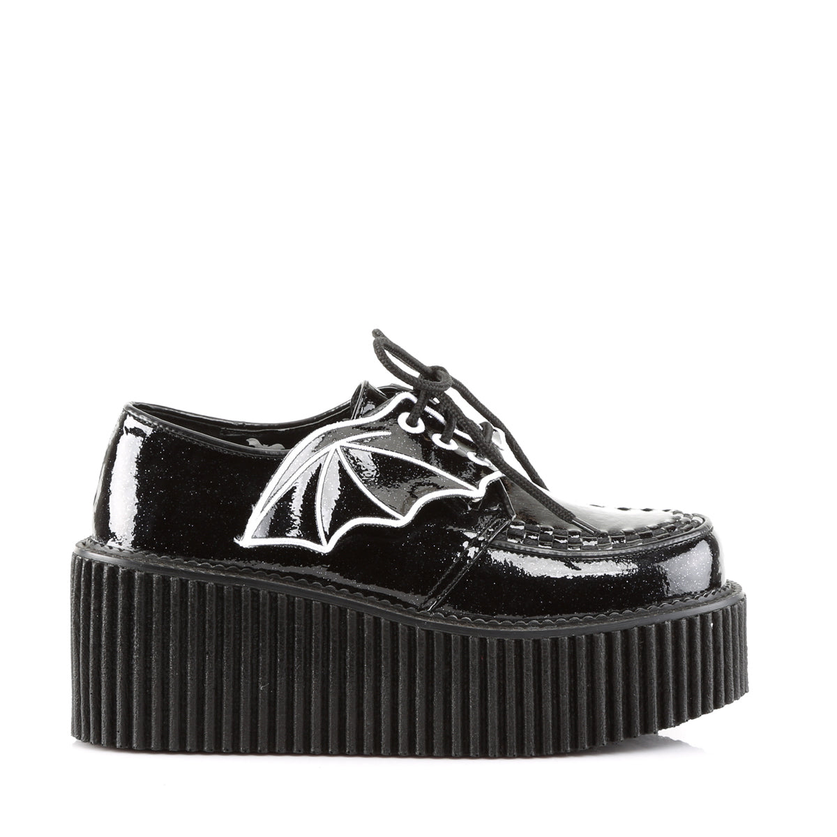 DemoniaCult Scarpa bassa femminile CREEPER-205 vinile glitter blk