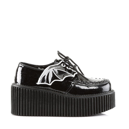 DemoniaCult Scarpa bassa femminile CREEPER-205 vinile glitter blk