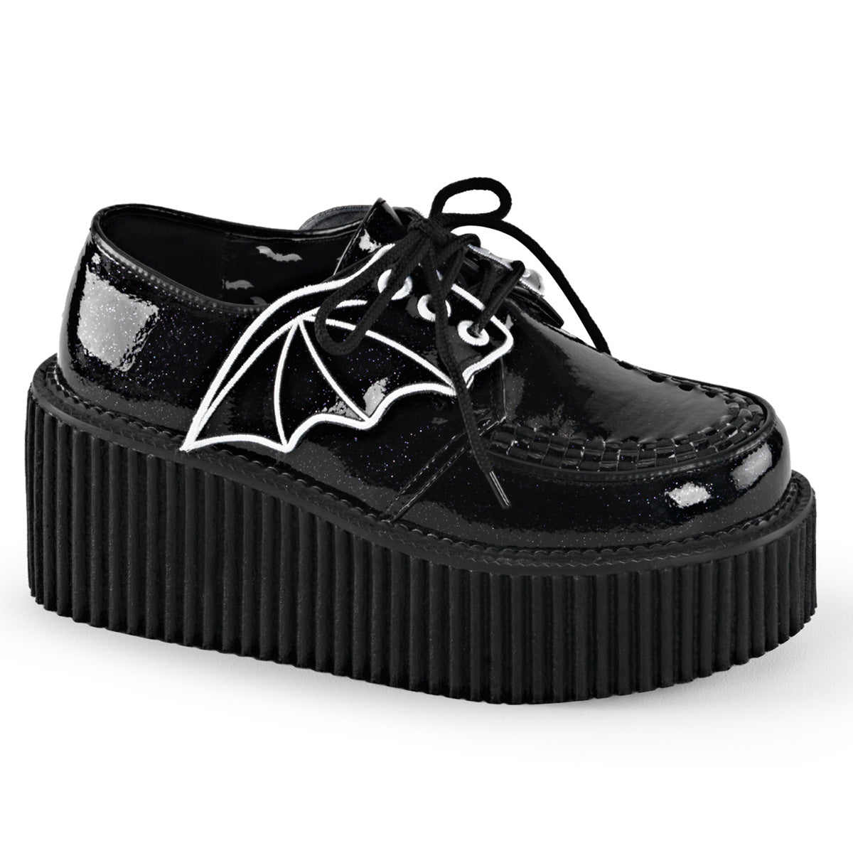 DemoniaCult Scarpa bassa femminile CREEPER-205 vinile glitter blk
