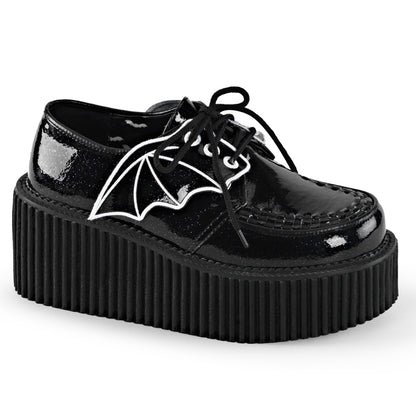 DemoniaCult Scarpa bassa femminile CREEPER-205 vinile glitter blk